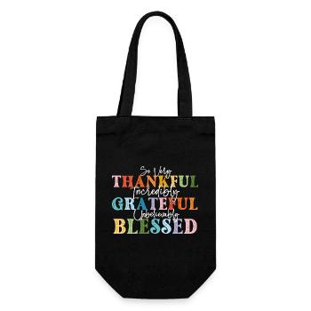 So Very Thankful Grateful Fall - Gift Bag for Bottles - black - Front