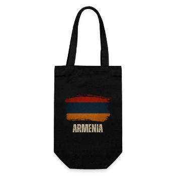Grunge flag of Armenia, I love Armenia - Gift Bag for Bottles - black - Front
