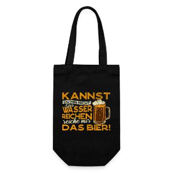 Kannst du mir nicht das Wasser reichen, Bier Humor - Geschenkbeutel für Flaschen - Schwarz - Vorne