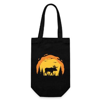 Moose silhouette in sunset forest - Gift Bag for Bottles - black - Front