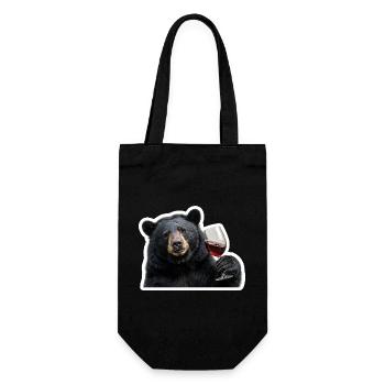 Schwarzbaer détendu avec un verre de vin rouge - Sac à bouteille - noir - Devant