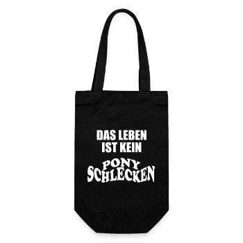 Das Leben ist kein Ponyschlecken - Geschenkbeutel für Flaschen - Schwarz - Vorne