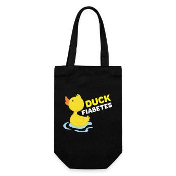 Duck Fiabetes Lustiges Wortspiel mit Gummiente T1D-Bewusstsein - Geschenkbeutel für Flaschen - Schwarz - Vorne