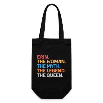 Erin, die Frau, der Mythos, die Legende, die Königin, - Geschenkbeutel für Flaschen - Schwarz - Vorne