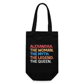 Alexandra Die Frau Der Mythos Die Legende Die Königin - Geschenkbeutel für Flaschen - Schwarz - Vorne