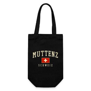Muttenz Schweiz Vintage Emblem - Geschenkbeutel für Flaschen - Schwarz - Vorne