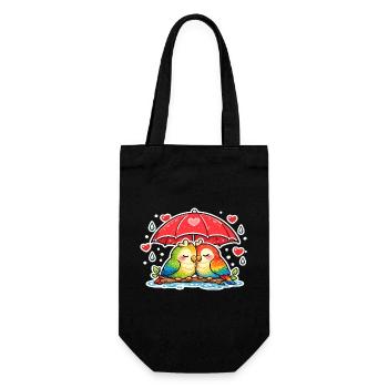 Couple of hearts under umbrella parrot - Gift Bag for Bottles - black - Front