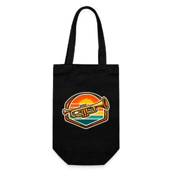 Motif rétro de coucher de soleil de trompette - Sac à bouteille - noir - Devant