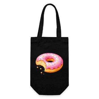 Donut mit Biss – Süßes Dessert Design   - Geschenkbeutel für Flaschen - Schwarz - Vorne