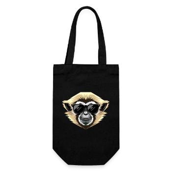 Gibbon Affe Weißhandgibbon Monkey Süße Lar Gibbons - Geschenkbeutel für Flaschen - Schwarz - Vorne