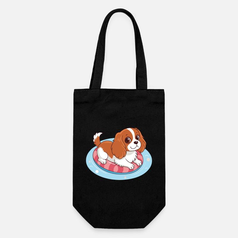 Chiot nageur sur bouée estivale - Sac à bouteille - noir