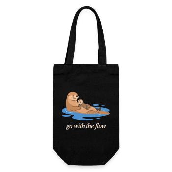 Otter-Duo geht mit dem Strom - Geschenkbeutel für Flaschen - Schwarz - Vorne