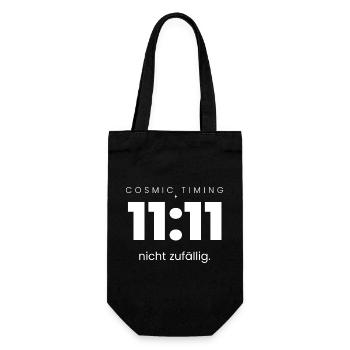 11:11 Nicht zufällig – Cosmic Timing Shirt - Geschenkbeutel für Flaschen - Schwarz - Vorne