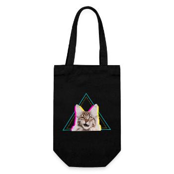 Neon Retro Cat Geometric Triangle Art - Gift Bag for Bottles - black - Front