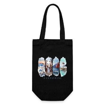 Santorini Vacation Travel – Greece Island Motif - Gift Bag for Bottles - black - Front