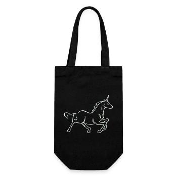 Running Unicorn Line Drawing - Gift Bag for Bottles - black - Front