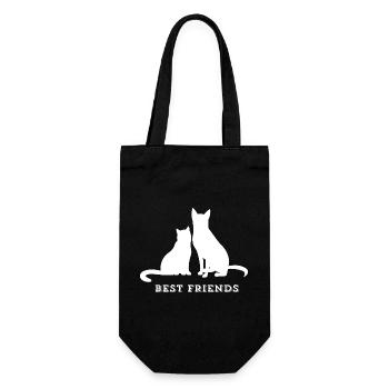 MEILLEURS AMIS – Amour du chat et du chien - Sac à bouteille - noir - Devant