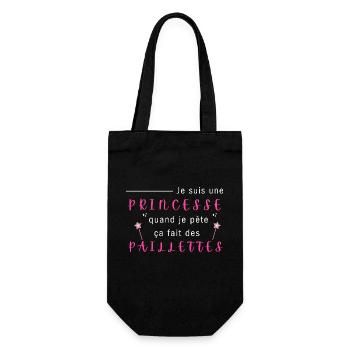 je suis une princesse je pète des paillettes  - Sac à bouteille - noir - Devant