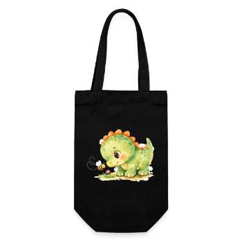 Watercolor dino watching little bee - Gift Bag for Bottles - black - Front