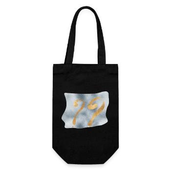 Golden question marks on blue - Gift Bag for Bottles - black - Front