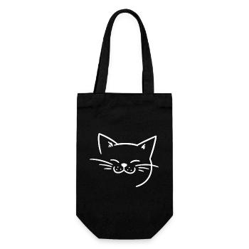 Radiant cat face with whiskers - Gift Bag for Bottles - black - Front