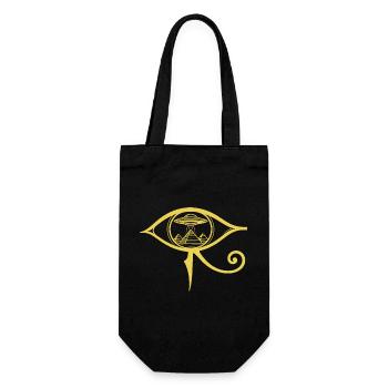 Auge von Horus, antikes UFO - Geschenkbeutel für Flaschen - Schwarz - Vorne