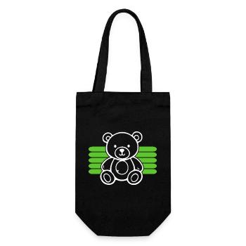 Baby Spielzeug Teddybär Stofftier lustige Sprüche - Geschenkbeutel für Flaschen - Schwarz - Vorne