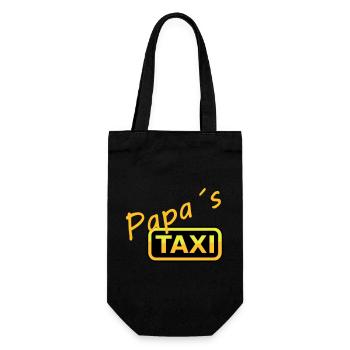 Humorvolles Papas Taxi Schild - Geschenkbeutel für Flaschen - Schwarz - Vorne