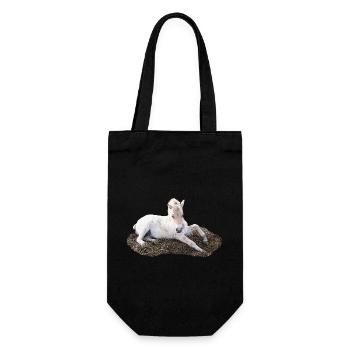 Lying foal in straw, baby animal designs - Gift Bag for Bottles - black - Front