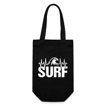 Surfer Herzschlag Welle Surfen - Geschenkbeutel für Flaschen - Schwarz - Vorne