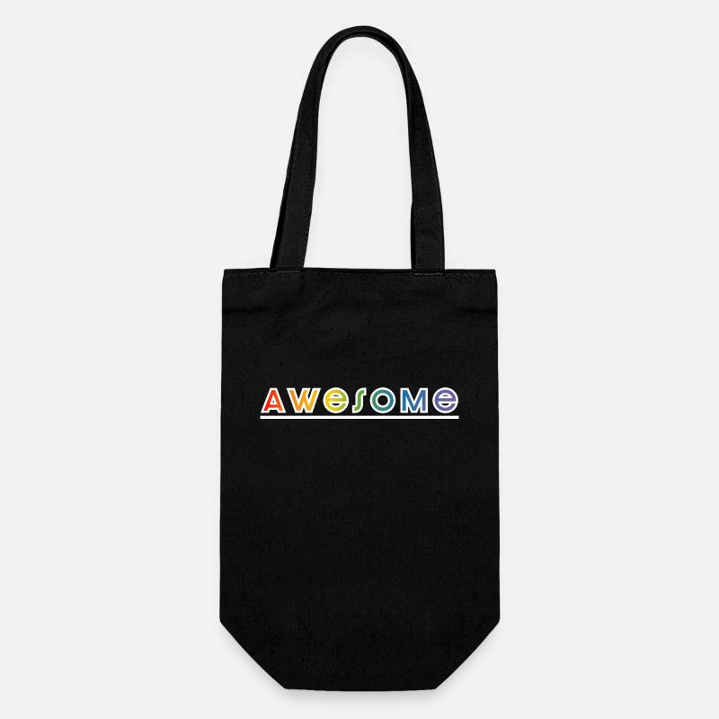 awesome regenbogen black shirt - Geschenkbeutel für Flaschen - Schwarz