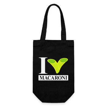 Ich liebe Makkaroni - Geschenkbeutel für Flaschen - Schwarz - Vorne
