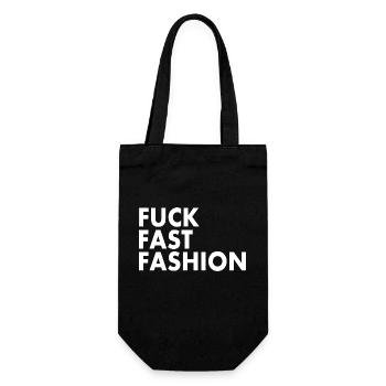 Fuck fast fashion - Geschenkbeutel für Flaschen - Schwarz - Vorne