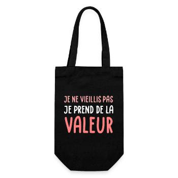 Je ne vieillis pas je prends de la valeur (blanc) - Sac à bouteille - noir - Devant
