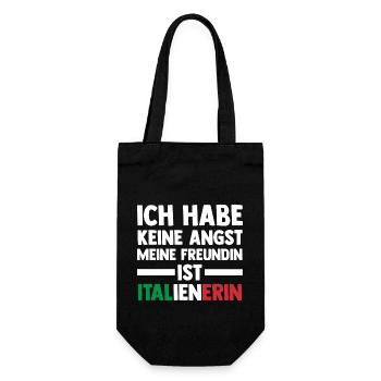 Ich habe keine Angst meine Freundin ist Italieneri - Geschenkbeutel für Flaschen - Schwarz - Vorne