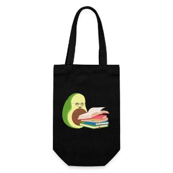 Lustige Avocado liest Bücher - Geschenkbeutel für Flaschen - Schwarz - Vorne