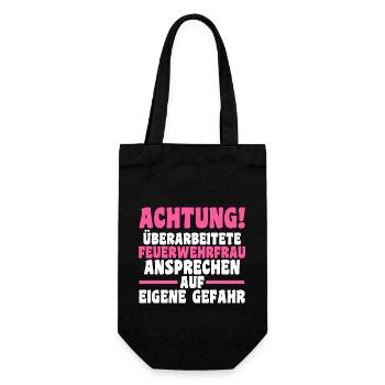 Feuerwehr Feuerwehrfrau - Geschenkbeutel für Flaschen - Schwarz - Vorne