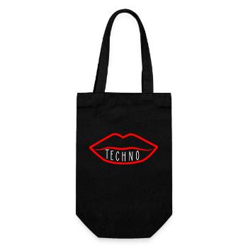 Techno-Musik-Lippe - Geschenkbeutel für Flaschen - Schwarz - Vorne