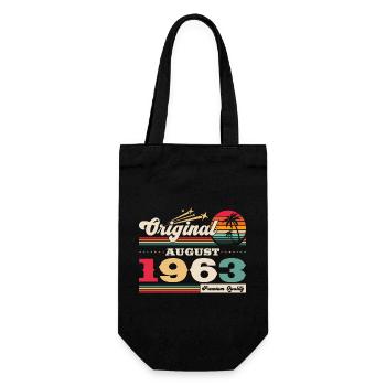 60th Birthday Man Original August Vintage 1963 - Gift Bag for Bottles - black - Front