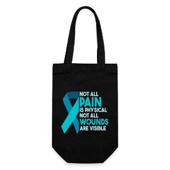 Teal Ribbon | PTSD Awareness Month - Gift Bag for Bottles - black - Front