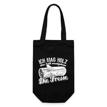 Ich mag Holz das hält wenigstens die Fresse - Geschenkbeutel für Flaschen - Schwarz - Vorne