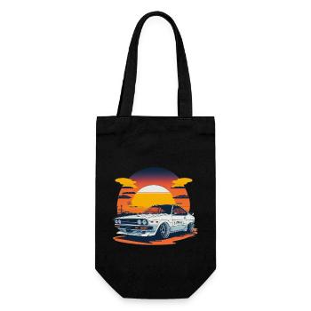 JDM - Retro Car and Sunset - Gift Bag for Bottles - black - Front