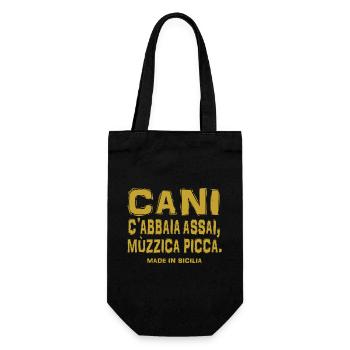 T-shirt Sicile Proverbe sicilien chiens aboie - Sac à bouteille - noir - Devant