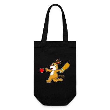 Hund Cricket Cricketschläger - Geschenkbeutel für Flaschen - Schwarz - Vorne
