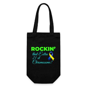 Down Syndrome Day Rockin' Extra 21st Chromosome - Gift Bag for Bottles - black - Front