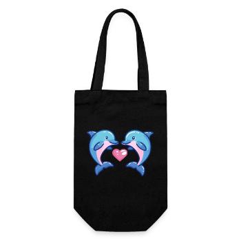 Dolphin Couple Love Couple In Love - Gift Bag for Bottles - black - Front