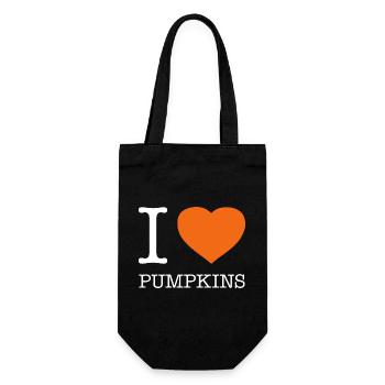 I LOVE PUMPKINS Kürbis Kürbisse - Geschenkbeutel für Flaschen - Schwarz - Vorne
