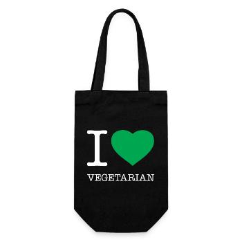 I LOVE VEGETARIAN Vegetarisch Hashtag - Gift Bag for Bottles - black - Front