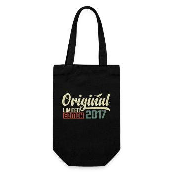 Geboren im Jahr 2017 Vintage Retro Geburtstag 2017 Geschenk - Geschenkbeutel für Flaschen - Schwarz - Vorne