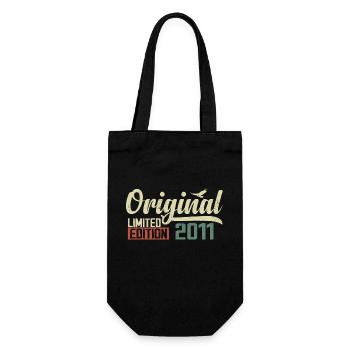 Born in 2011 Vintage Retro Birthday 2011 Gift - Gift Bag for Bottles - black - Front